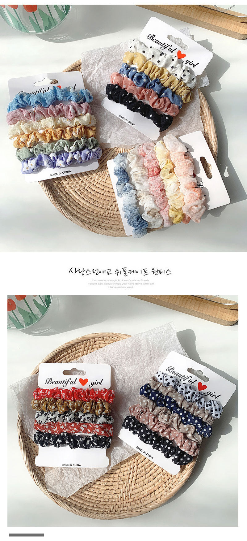 korean  color satin hair rope suit wild hair  scrunchies  ponytail head rope large intestine ring