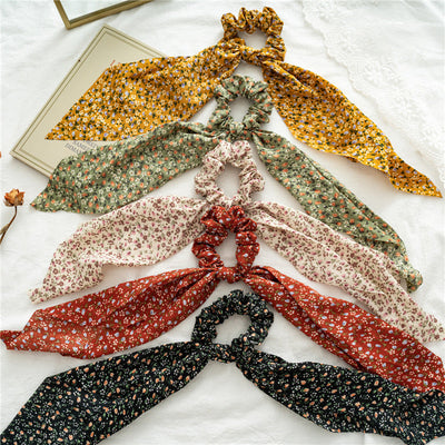 fashion ditsy floral cloth ribbon hair tie 1 piece