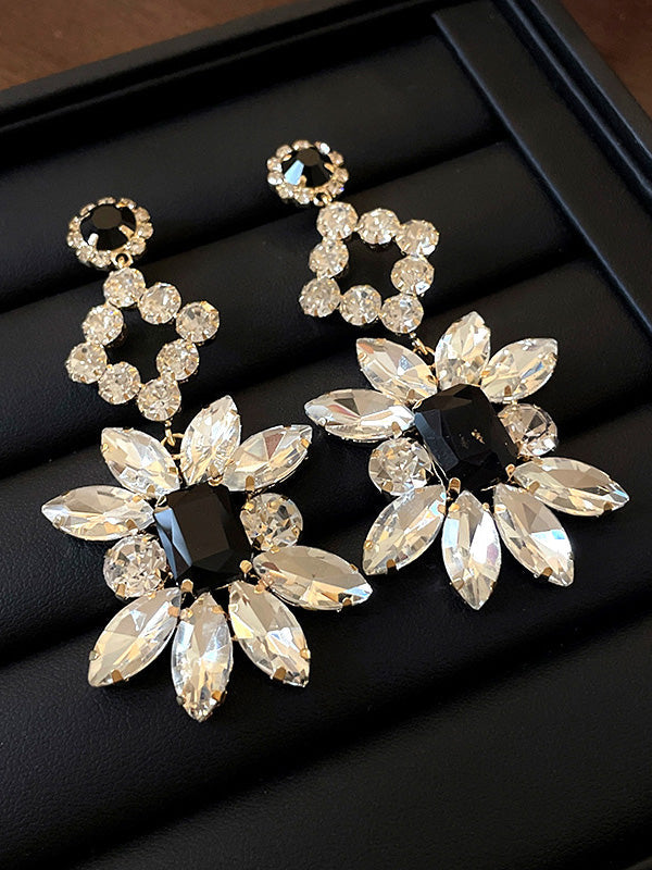 Geometric Rhine Stones Drop Earrings