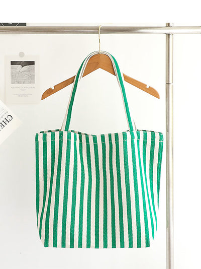 Women Casual Stripe Canvas Shoulder Bag