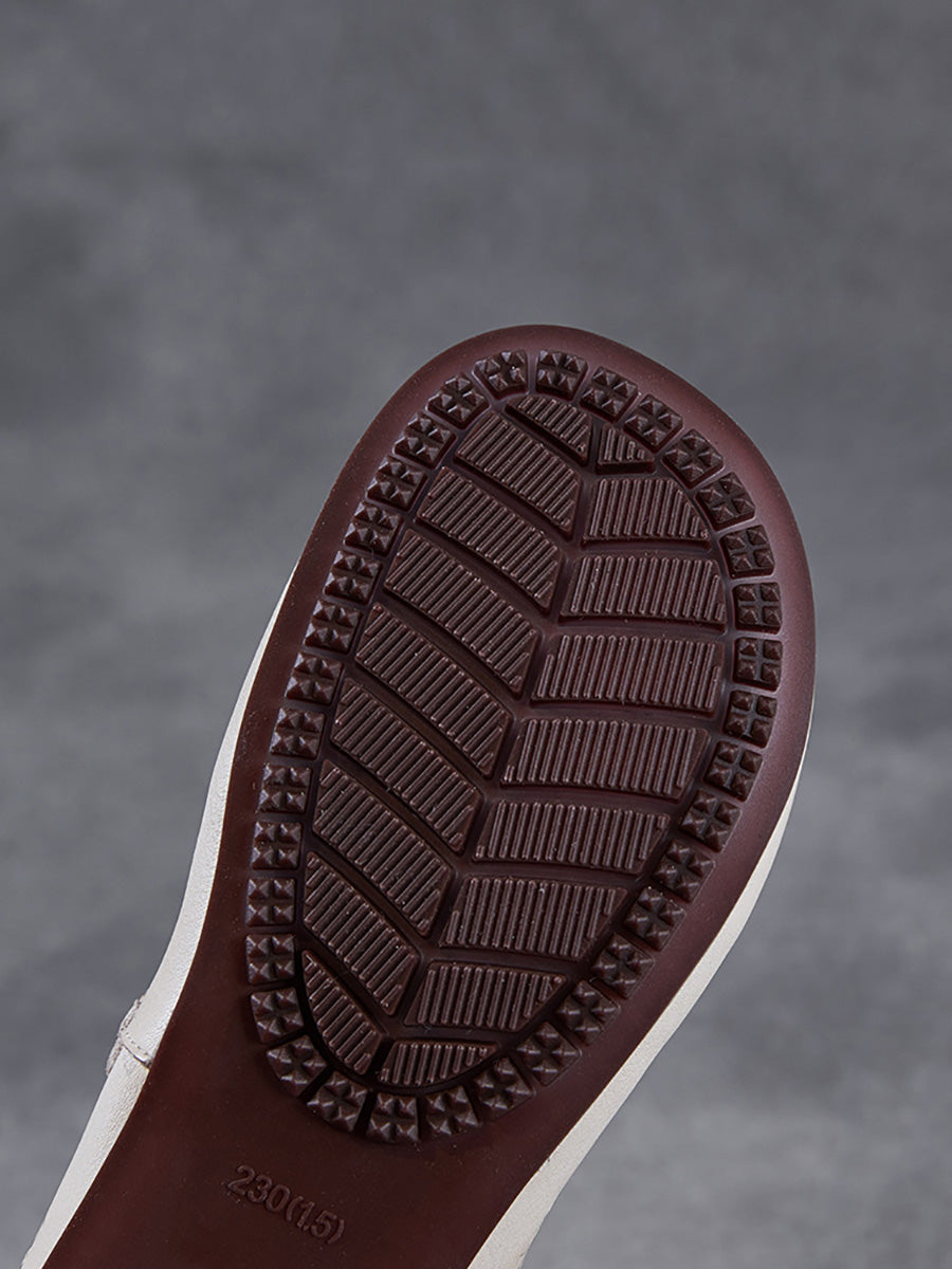 Women Summer Genuine Leather Hollow Out Low Heel Shoes