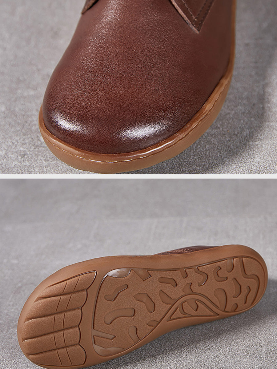 Women Summer Vintage Genuine Leather Flat Shoes