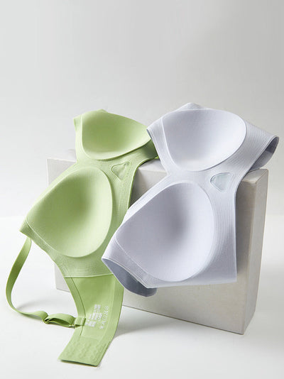 Women Artsy Pure Color Fixed Cup Satin Bra