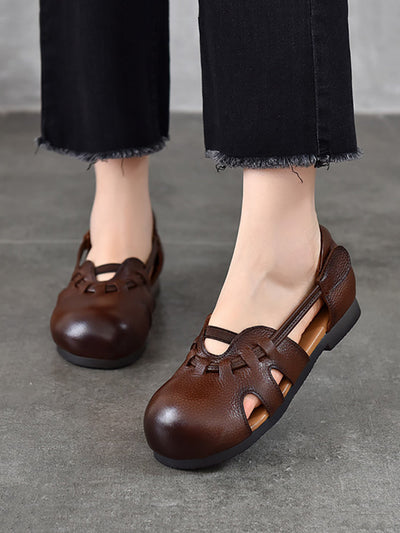 Women Casual Summer Genuine Leather Low Heel Shoes