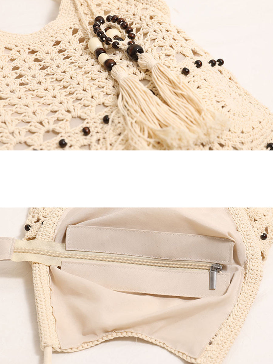 Women Vintage Cotton Weave Shoulder Bag Beach Bag