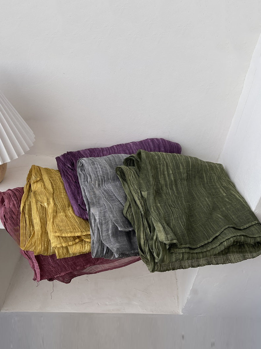 Women Artsy Pure Color Shirred Shawl Scarf