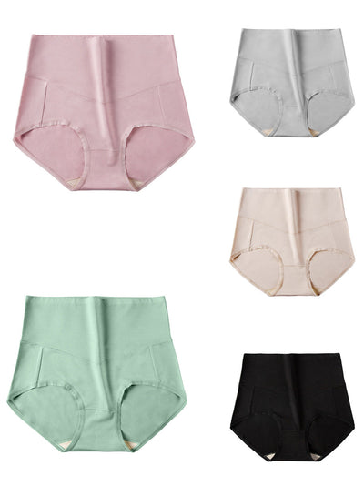 5 Pieces Summer Women Pure Color High Waist Underwear