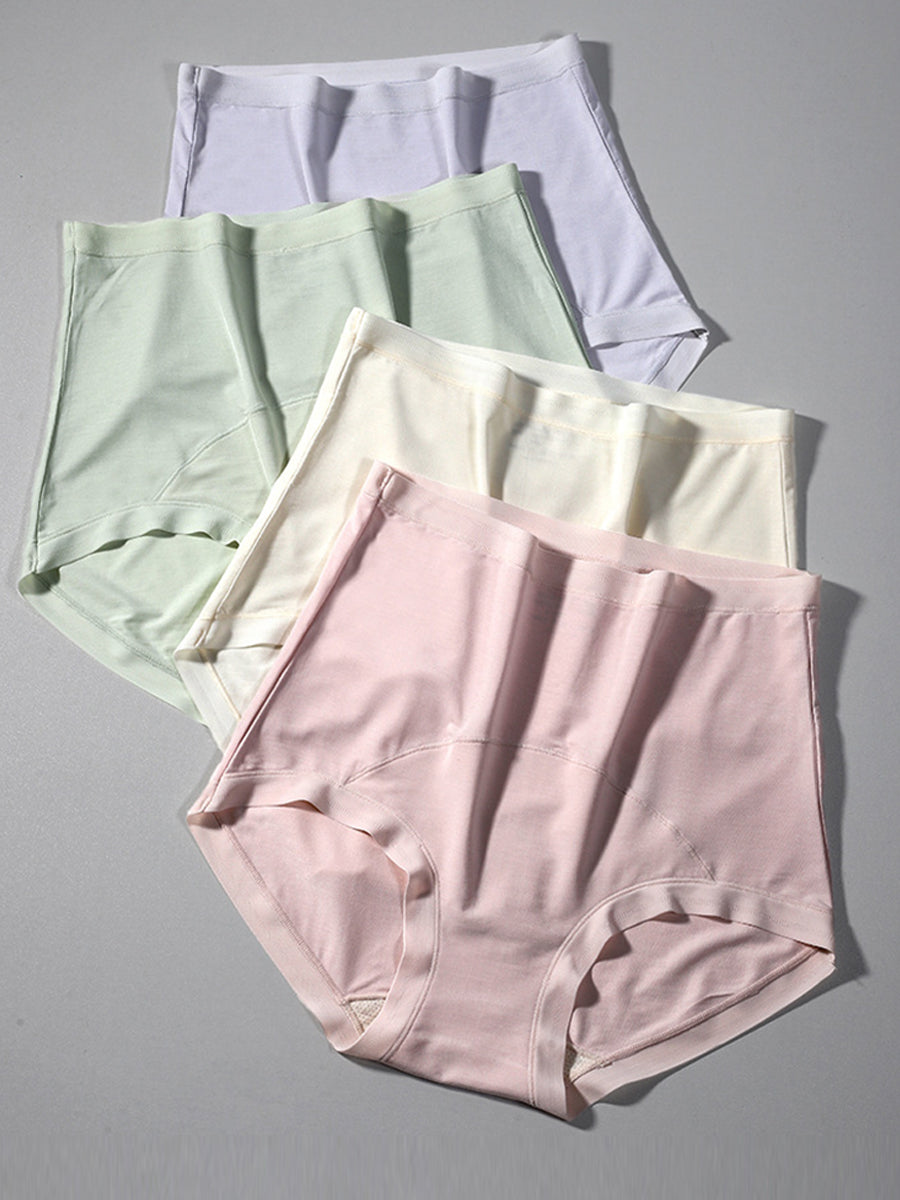 6 Pieces Summer Women High Waist Pure Color Underwear
