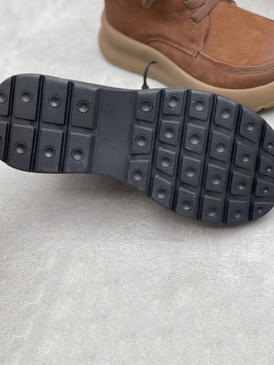 Women Vintage Genuine Leather Fleece-lined Boots