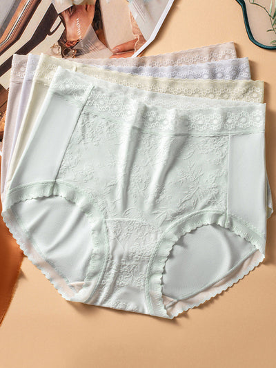 4 Pieces Summer Artsy Women Jacquard Lace Underwear