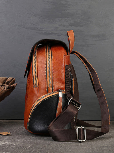 Women Retro Genuine Leather Embossment Shoulder Bag
