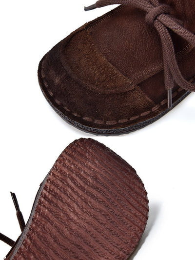 Women Autumn Genuine Leather Spliced Flat Shoes