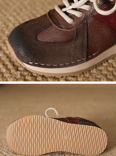 Women Genuine Leather Spliced Sport Shoes