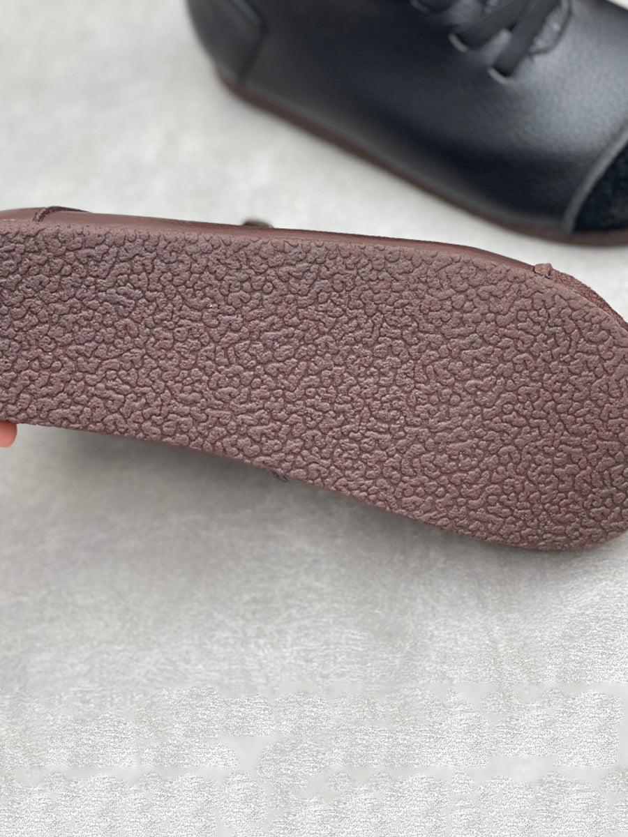 Women Vintage Genuine Leather Spliced Ankle Boots