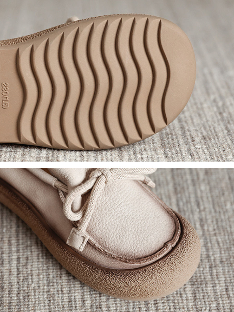 Women Vintage Genuine Leather Strap Flat Shoes