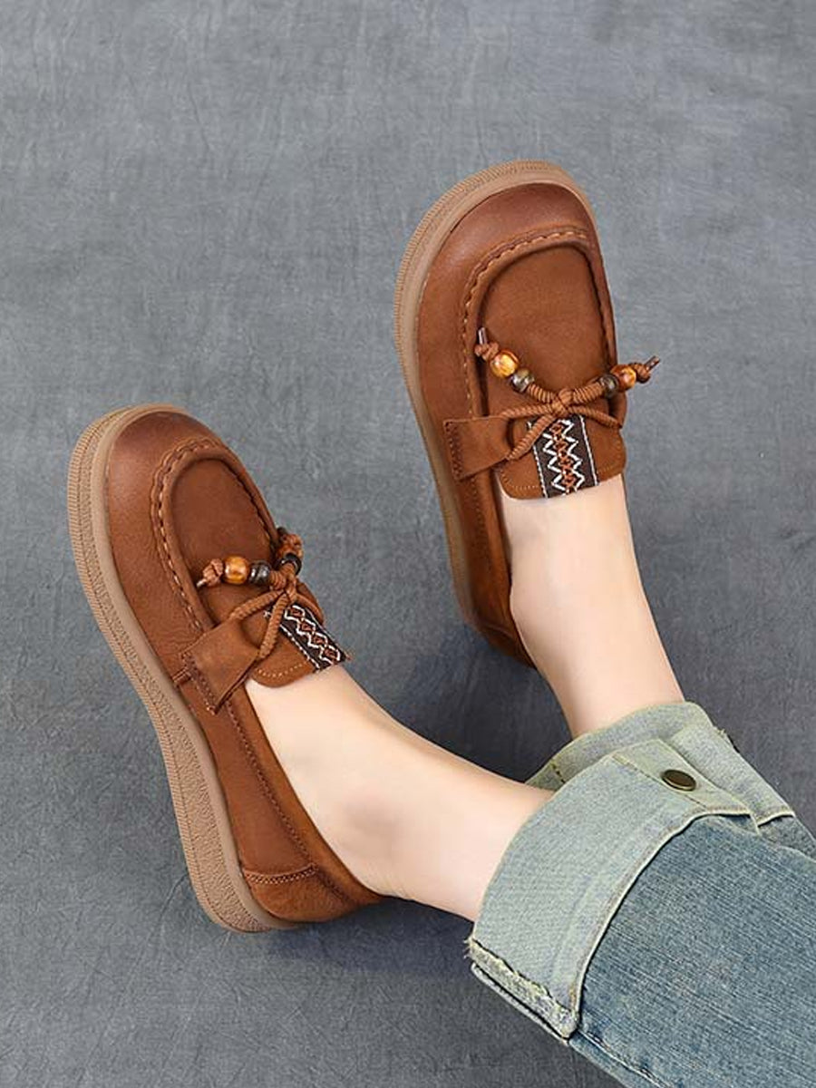 Women Vintage Genuine Leather Low Heel Shoes