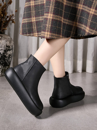 Women Winter Soft Genuine Leather Platform Ankle Boots