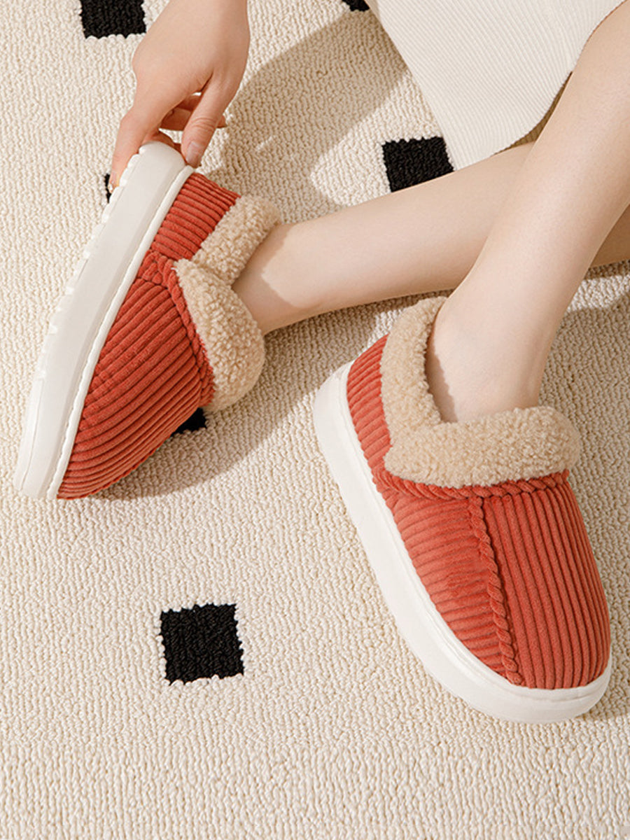 Winter Couple Pure Color Outdoor Fleece-lined Shoes