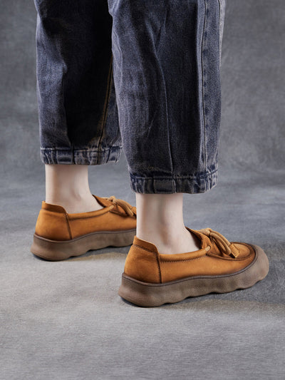 Women Vintage Genuine Leather Strap Flat Shoes