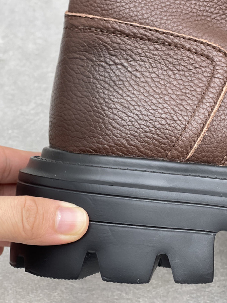 Women Winter Genuine Leather Platfrom Martin Boots