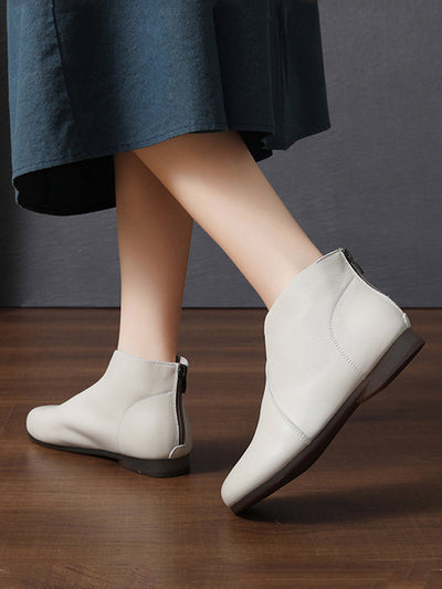 Women Casual Genuine Leather Spliced Ankle Boots