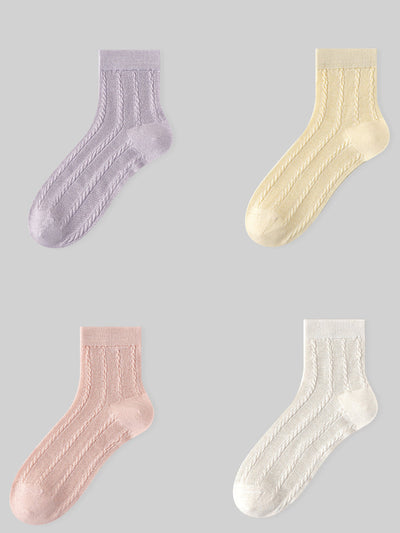 4 Pairs Women Summer Thin Cotton Socks
