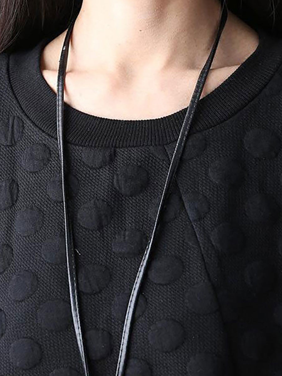 Plus Size Polka Dot Stretch Long Sleeve Dress