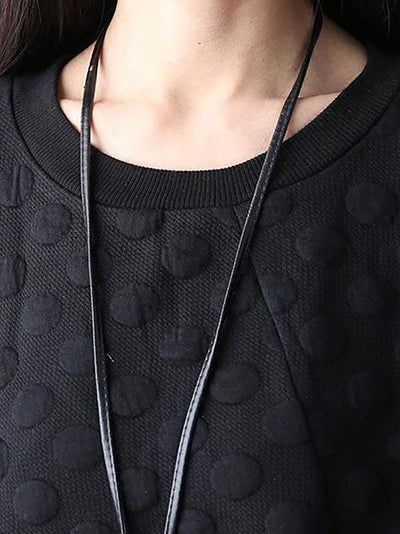 Plus Size Polka Dot Stretch Long Sleeve Dress