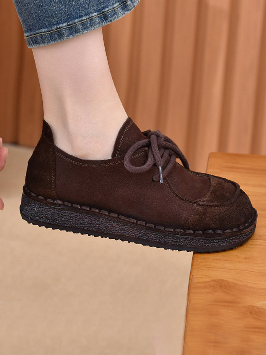 Women Vintage Genuine Leather Strap Flat Shoes