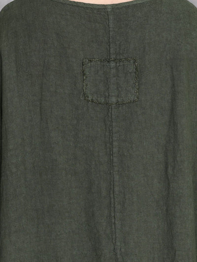 Women Autumn Vintage Spliced O-Neck Linen Maxi Dress