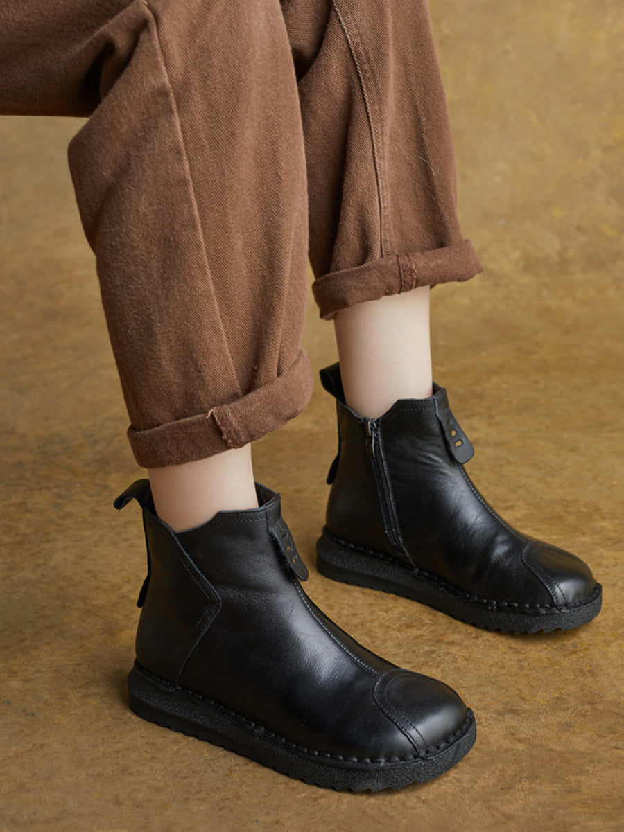 Women Vintage Genuine Leather Ankle Boots