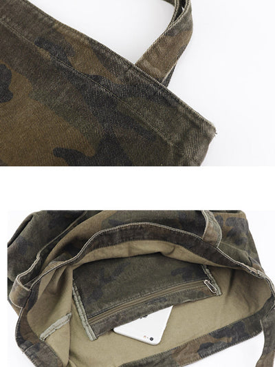 Women Vintage Camouflage Canvas Shoulder Bag