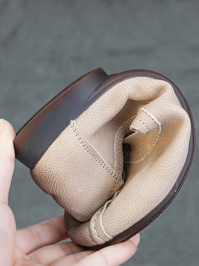 Women Summer Retro Genuine Leather Spliced Shoes