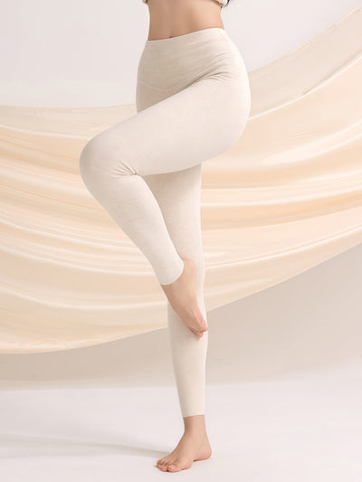 Women Autumn Warm Pure Color High Waist Leggings