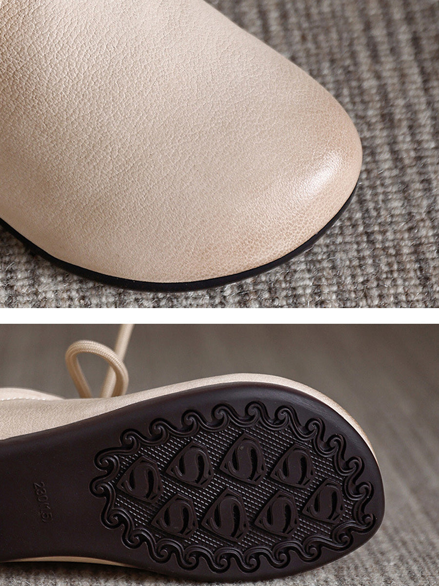 Women Autumn Soft Genuine Leather Low Heel Shoes