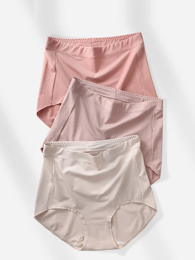 6 Pieces Women High Waist Pure Color Cotton Underwear
