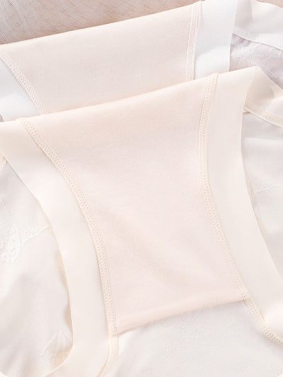 4 Pieces Women Colorblock Jacquard High Waist Underwear