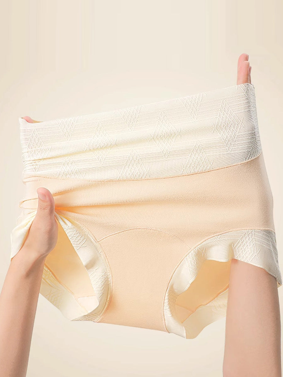 5 Pieces Summer Women Colorblock High Waist Cotton Underwear