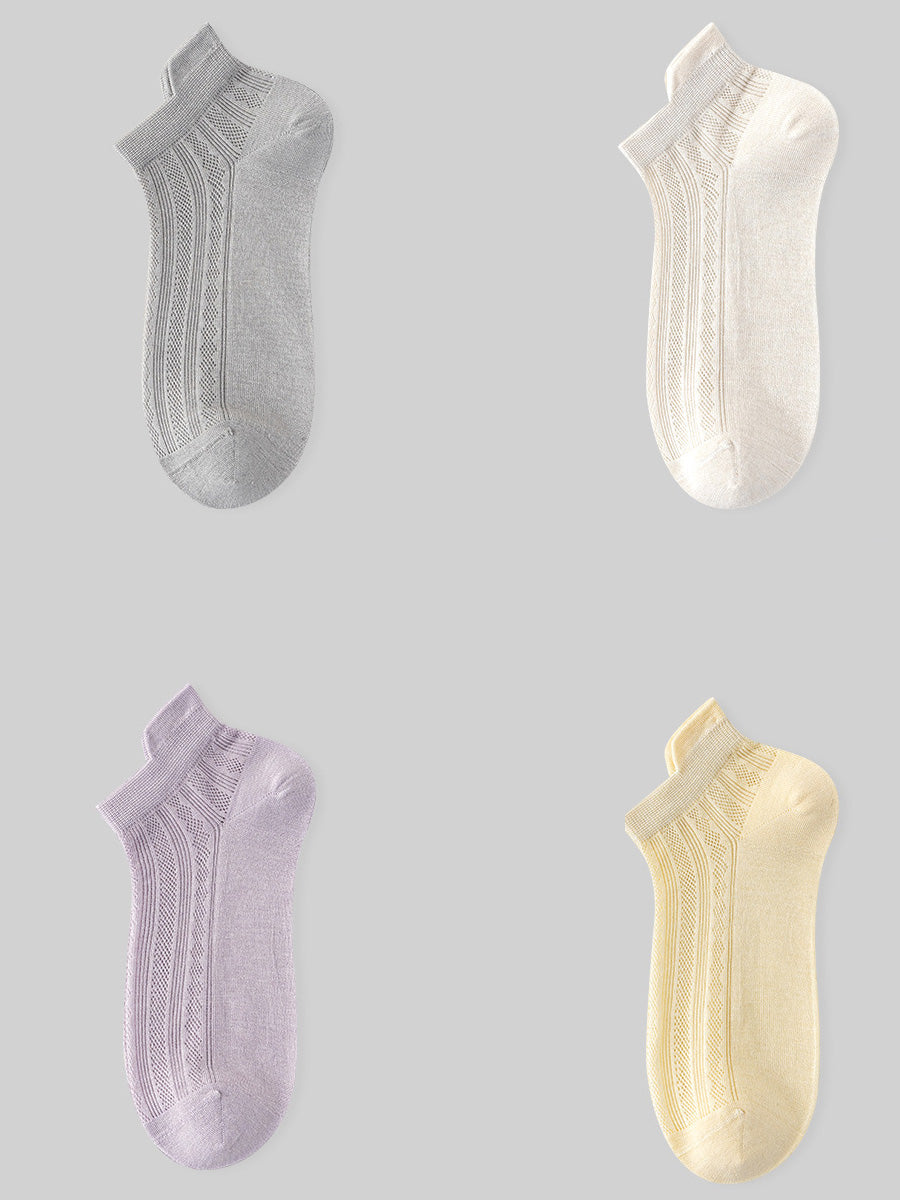 4 Pairs Women Summer Thin Cotton Short Socks