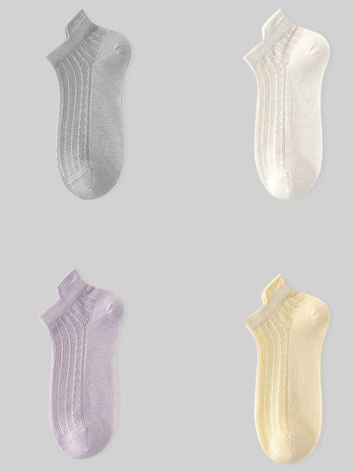 4 Pairs Women Summer Thin Cotton Short Socks