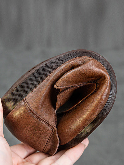 Women Vintage Genuine Leather Spliced Flat Shoes