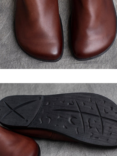 Women Casual Genuine Leather Pure Color Flat Shoes