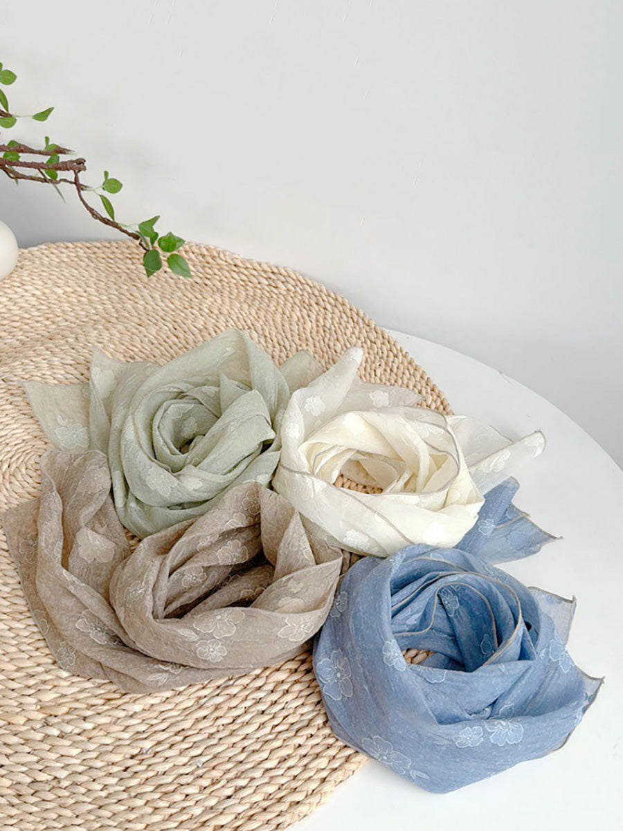 Summer Artsy Flower Thin Shawl Scarf