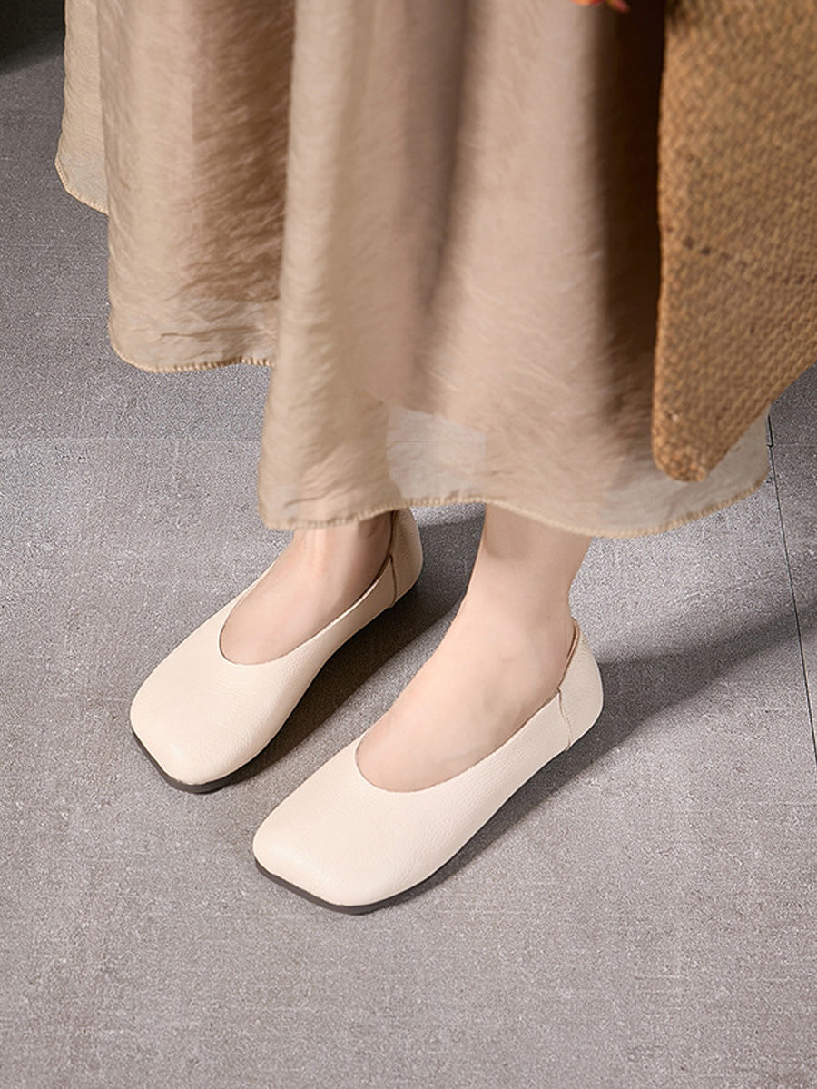 Women Summer Casual Soft Leather Low Heel Shoes