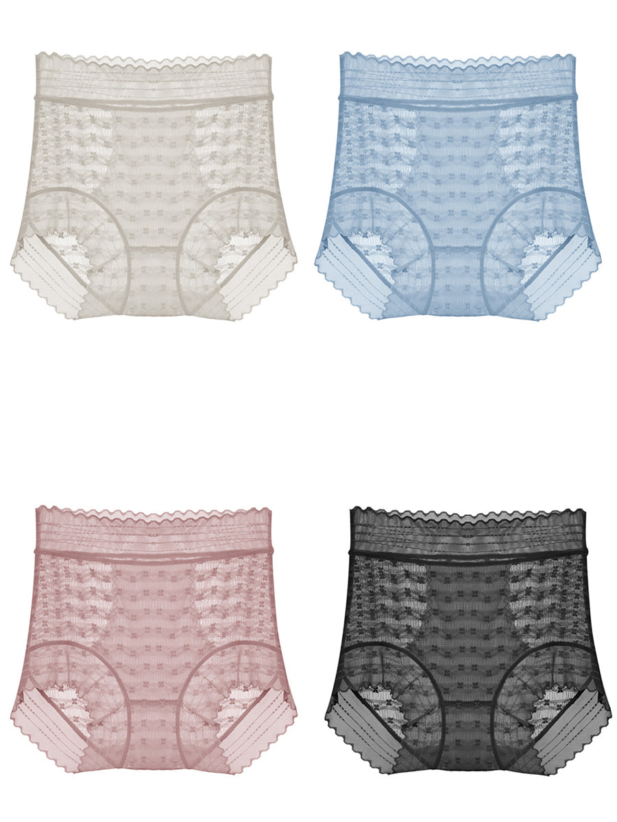 4 Pieces Summer Women High Waist Lace Underwear