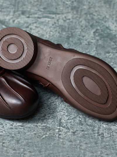 Women Vintage Autumn Leather Spliced Low Heel Boots