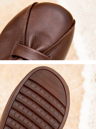 Women Summer Genuine Leather Spliced Flat Shoes