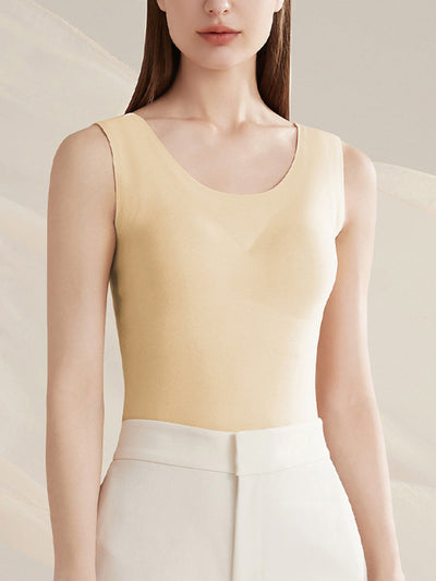 Women Autumn Warm Pure Color U-Neck Base Vest