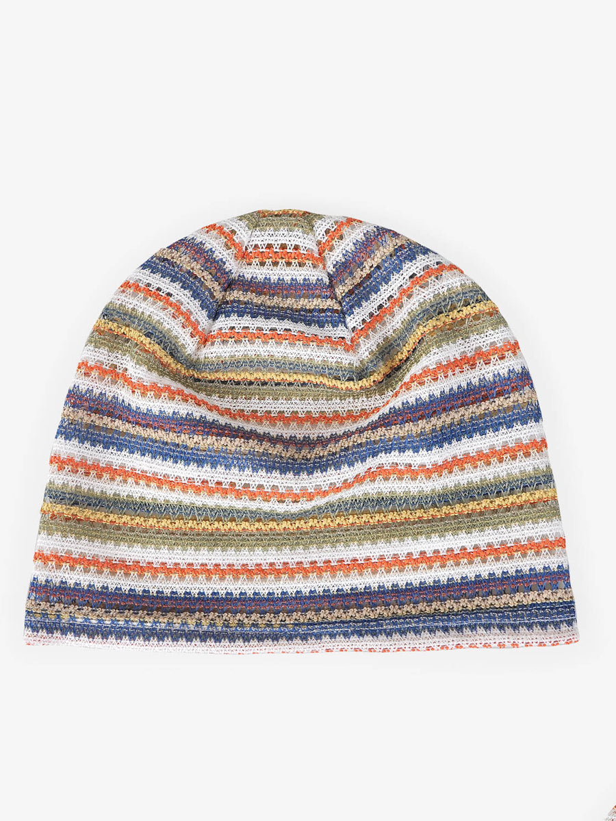 Women Artsy Autumn Colorful Stripe Knitted Hat