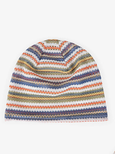 Women Artsy Autumn Colorful Stripe Knitted Hat